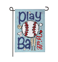 Load image into Gallery viewer, Play Ball Y’all Burlap Garden Flag