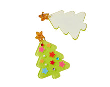 Load image into Gallery viewer, Christmas Tree with Star Acrylic Earrings