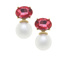 Load image into Gallery viewer, Brooke Rhinestone & Pearl Drop Earrings