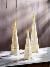 Load image into Gallery viewer, White Light Up Glitter Tree Cones