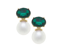 Load image into Gallery viewer, Brooke Rhinestone & Pearl Drop Earrings