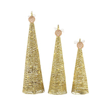 Load image into Gallery viewer, Gold Light Up Glitter Tree Cones