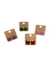 Load image into Gallery viewer, Glitter School Spirit Bow Studs