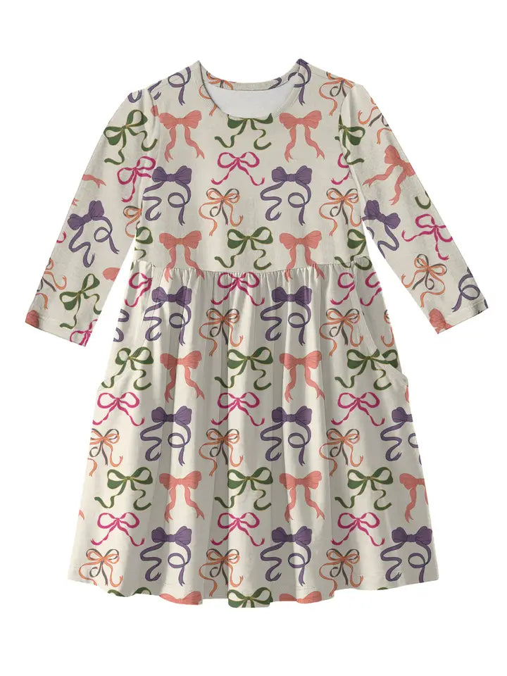 Bows 3/4 Sleeve Dress