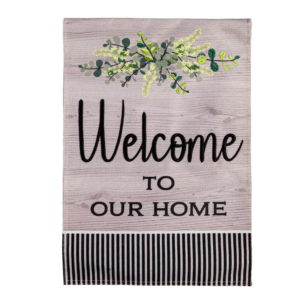 Wood Grain Welcome To Our Home Garden Flag