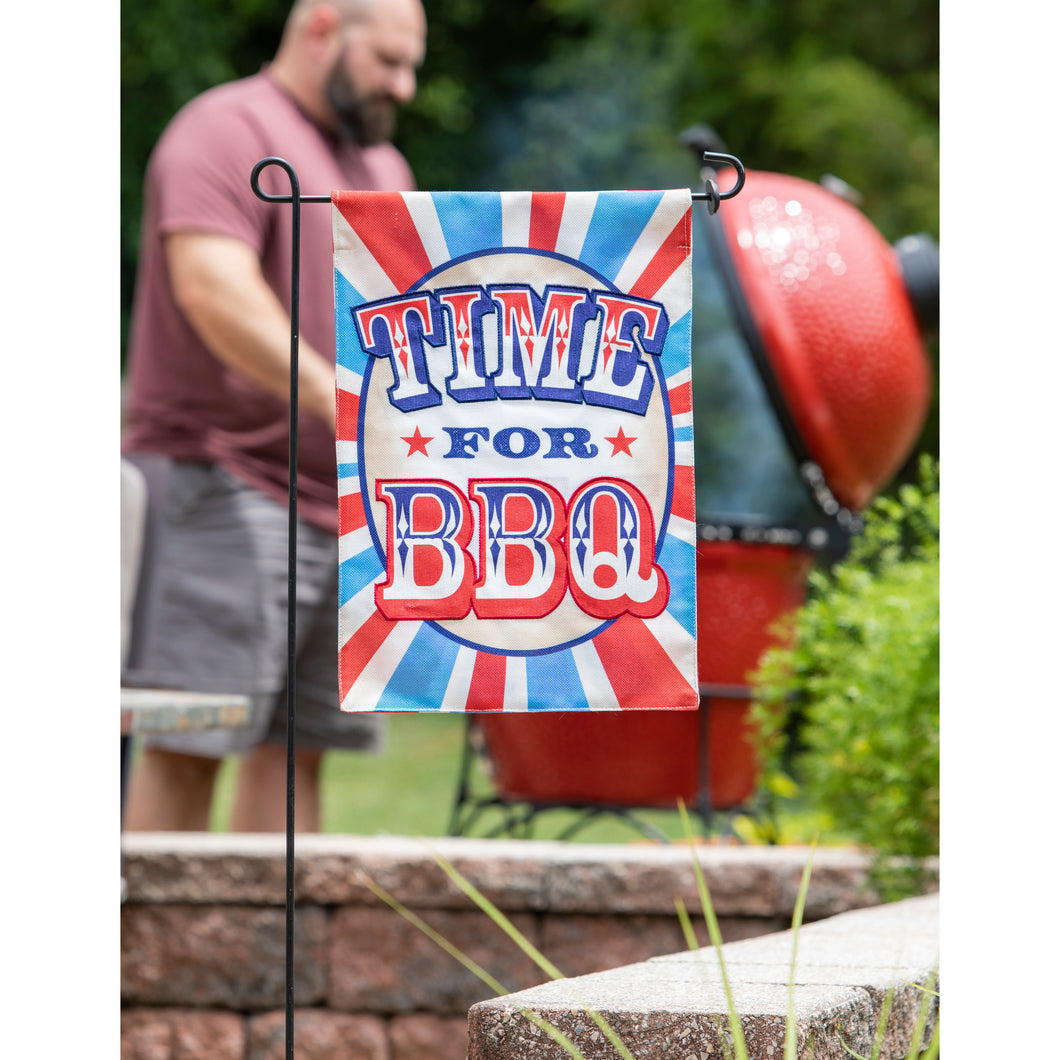 Time For BBQ Garden Burlap Flag