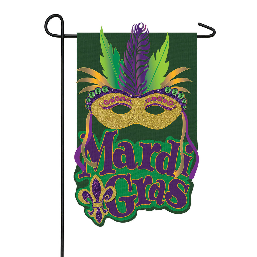 Mardi Gras Mask Garden Burlap Flag