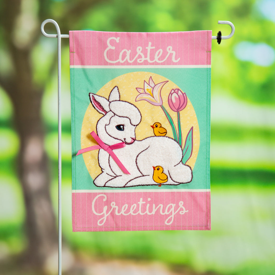 Easter Greeting Linen Garden Flag