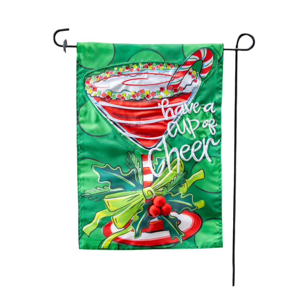Cup of Cheer Appliqué Garden Flag