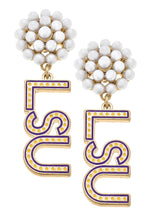 Load image into Gallery viewer, LSU Pearl Cluster Earrings
