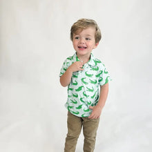 Load image into Gallery viewer, Blue Alligator Short Sleeve Polo Shirt
