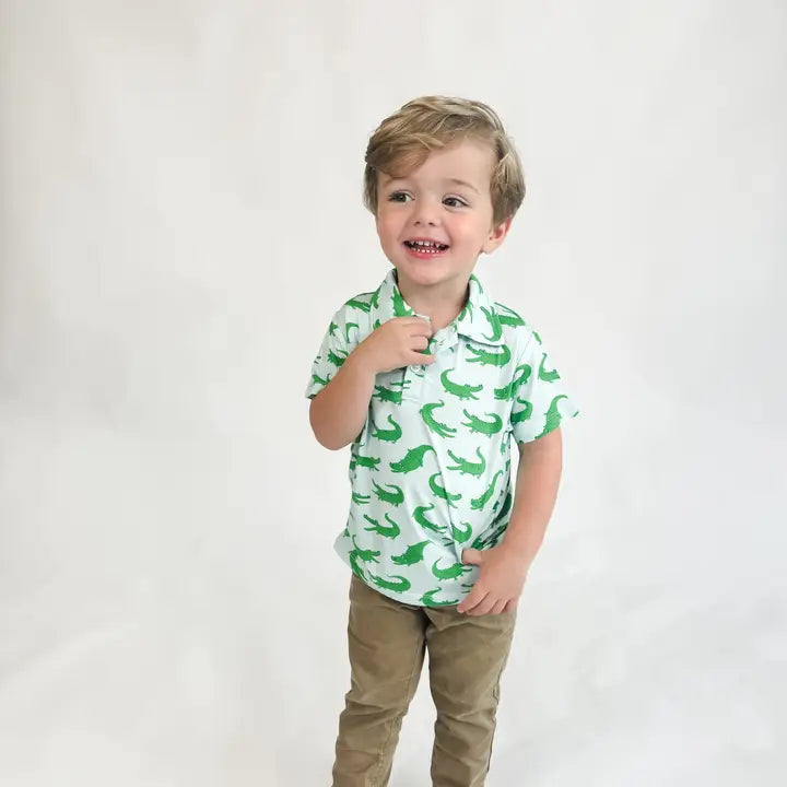 Blue Alligator Short Sleeve Polo Shirt