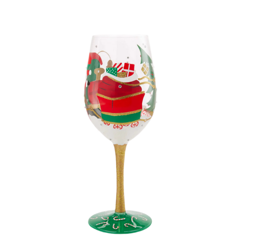 Santa’s Chuggin’ Along Lolita Wine Glass