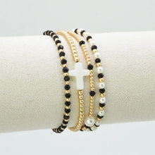 Load image into Gallery viewer, Cross &amp; Pearl 4 Piece Bracelet Set

