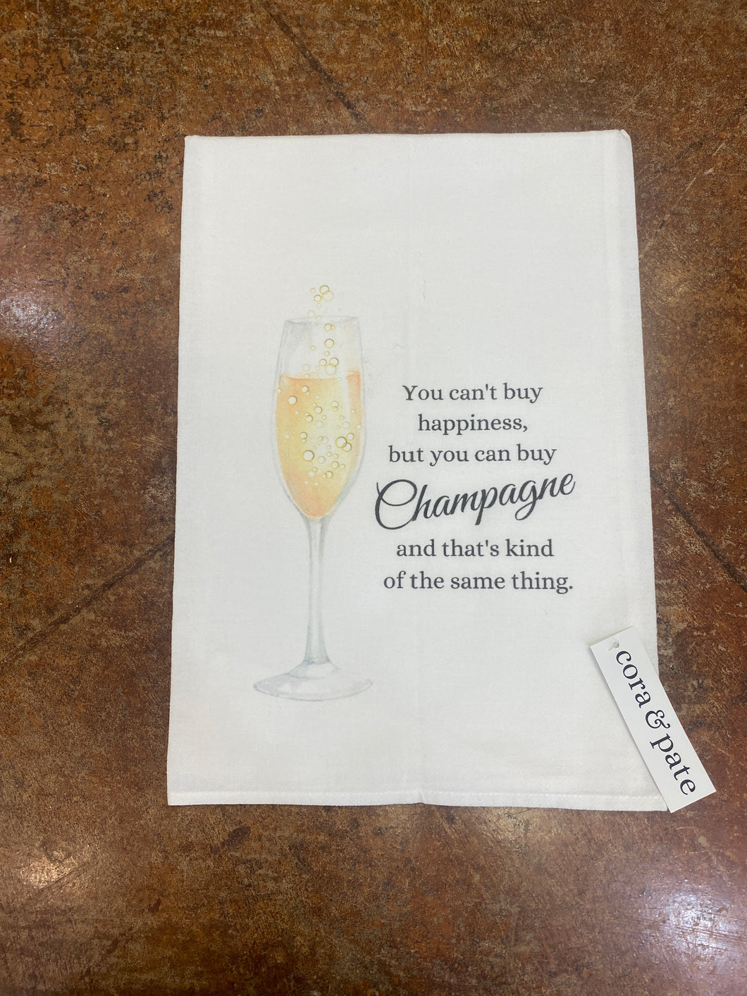 Can't Buy Happiness Champagne Kitchen Towel