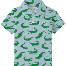 Load image into Gallery viewer, Blue Alligator Short Sleeve Polo Shirt
