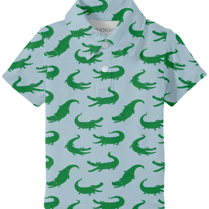 Blue Alligator Short Sleeve Polo Shirt
