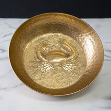 Load image into Gallery viewer, Gold Hammered Round Crab Bowl
