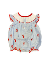 Load image into Gallery viewer, White &amp; Blue Smocked Crawfish Bubble
