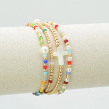 Load image into Gallery viewer, Cross &amp; Pearl 4 Piece Bracelet Set
