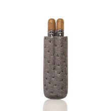 Load image into Gallery viewer, Keep It Fresh Ostrich Leather Double Cigar Holder
