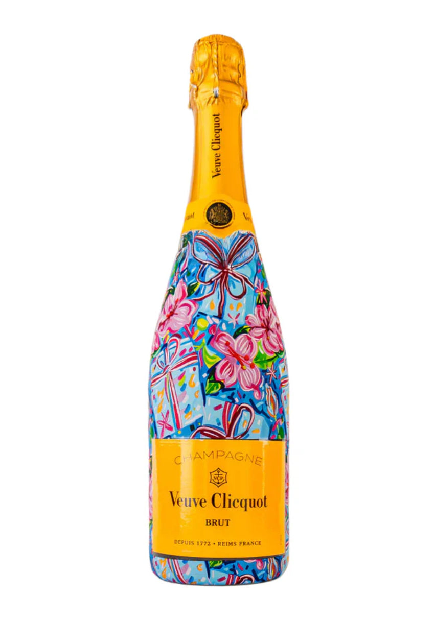 Preppy Happy Birthday Brushed Presents Veuve Bottle Wrap