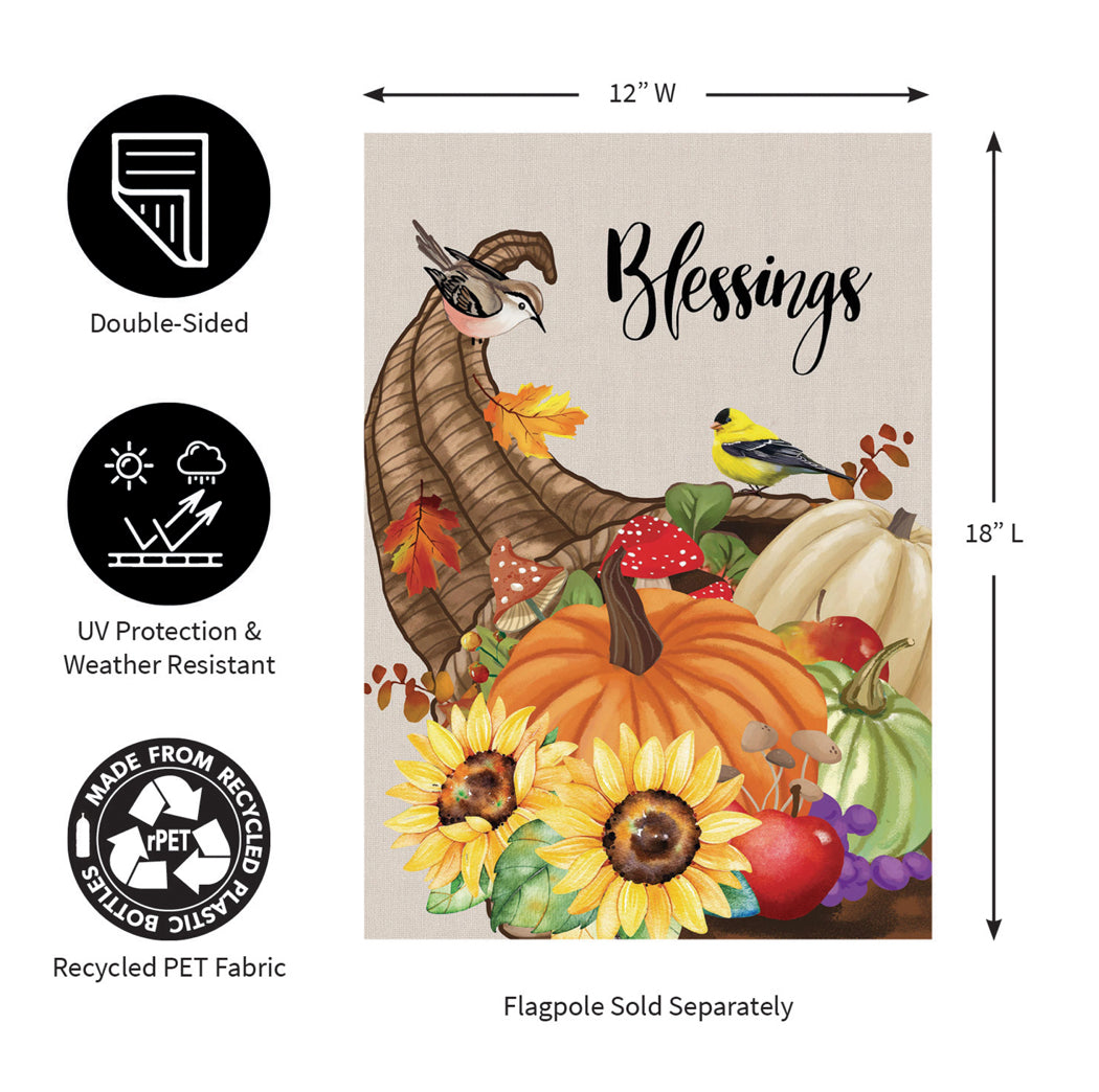 Grateful Cornucopia Suede Garden Flag