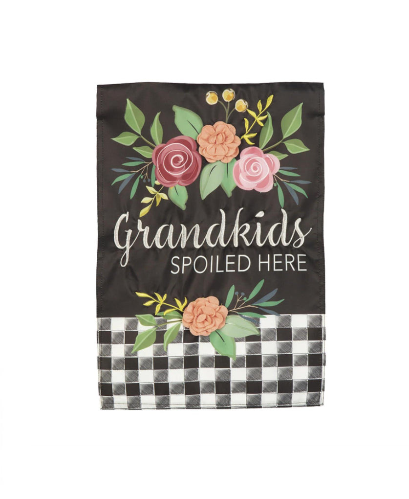 Grandkids Spoiled Here Appliqué Garden Flag