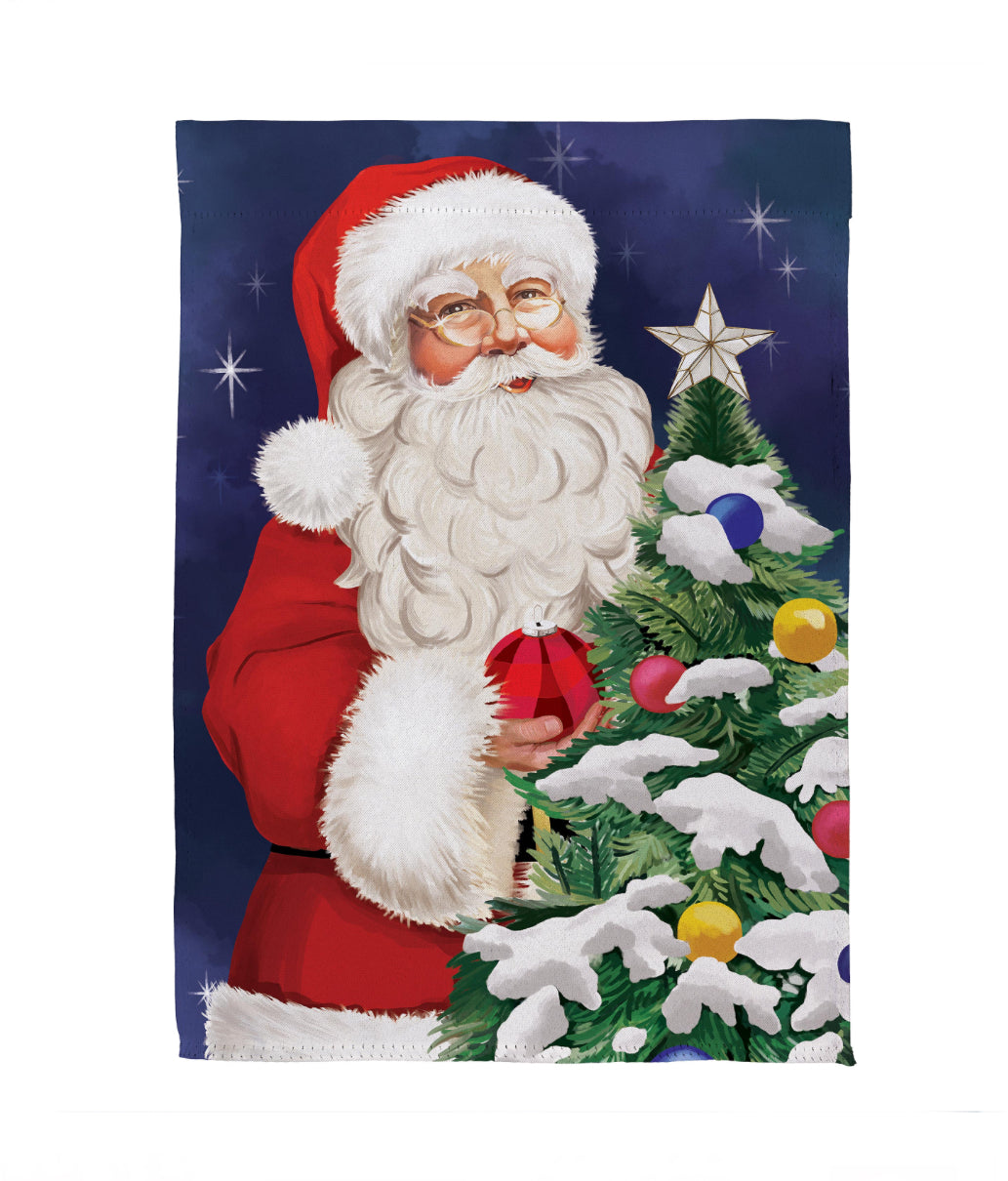 Traditional Santa Suede Garden Flag