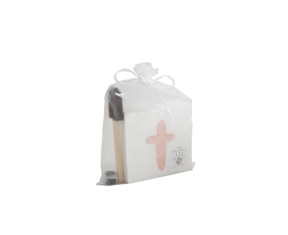 Pink Cross Handprint Block