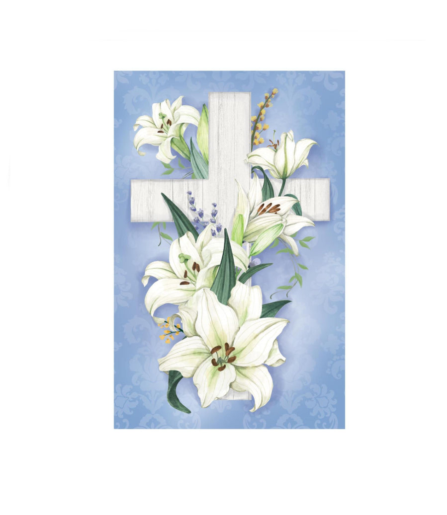 Cross of Lilies Appliqué Garden Flag
