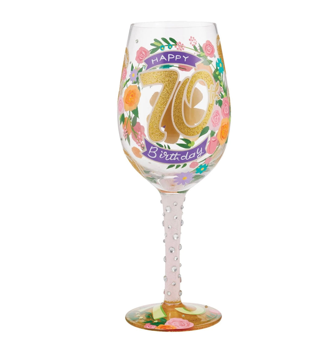 70th Birthday Lolita Wine Glass