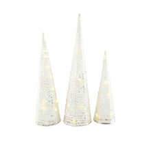Load image into Gallery viewer, White Light Up Glitter Tree Cones
