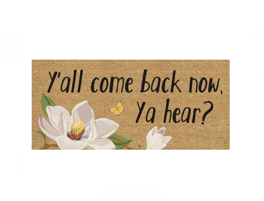 Y’all Come Back Flocked Coir Sassafras Mat