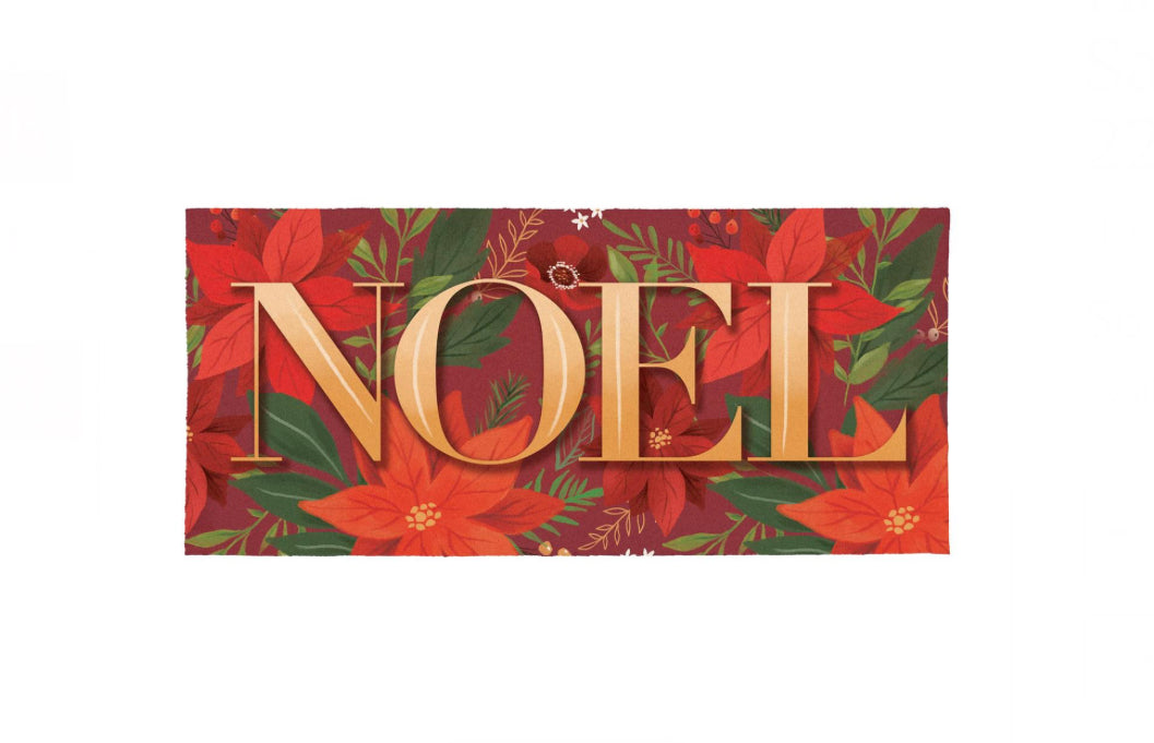 Noel Poinsettia Flocked Sassafras Mat