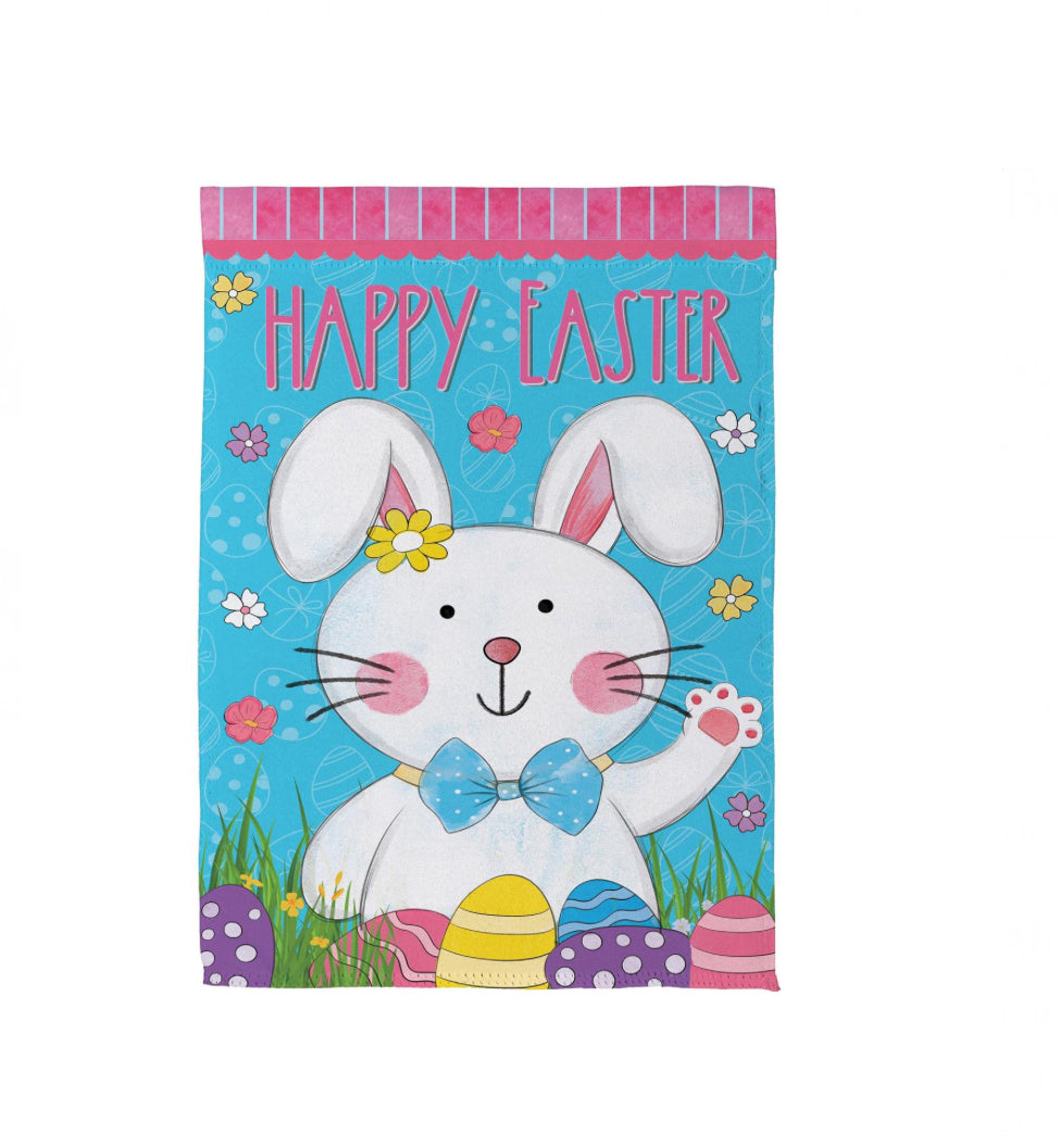 Bowtie Bunny Suede Garden Flag