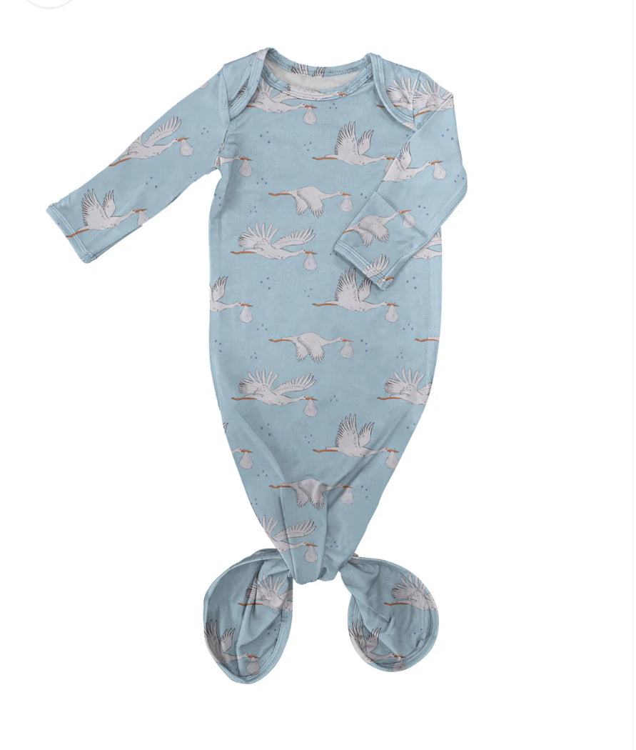 Stork Knotted Infant Gown