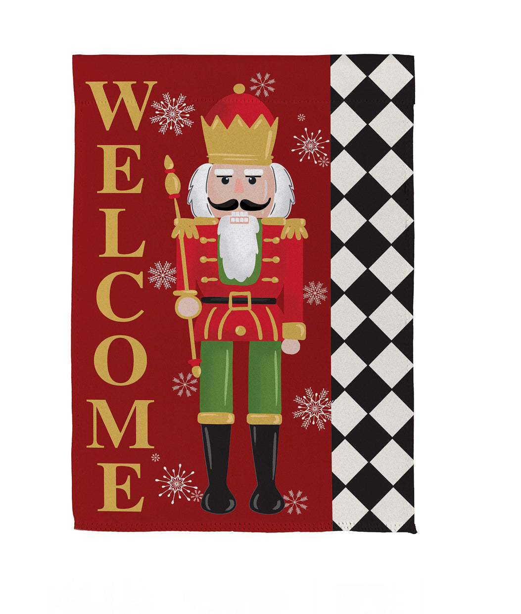 Welcome Nutcracker Suede Flag