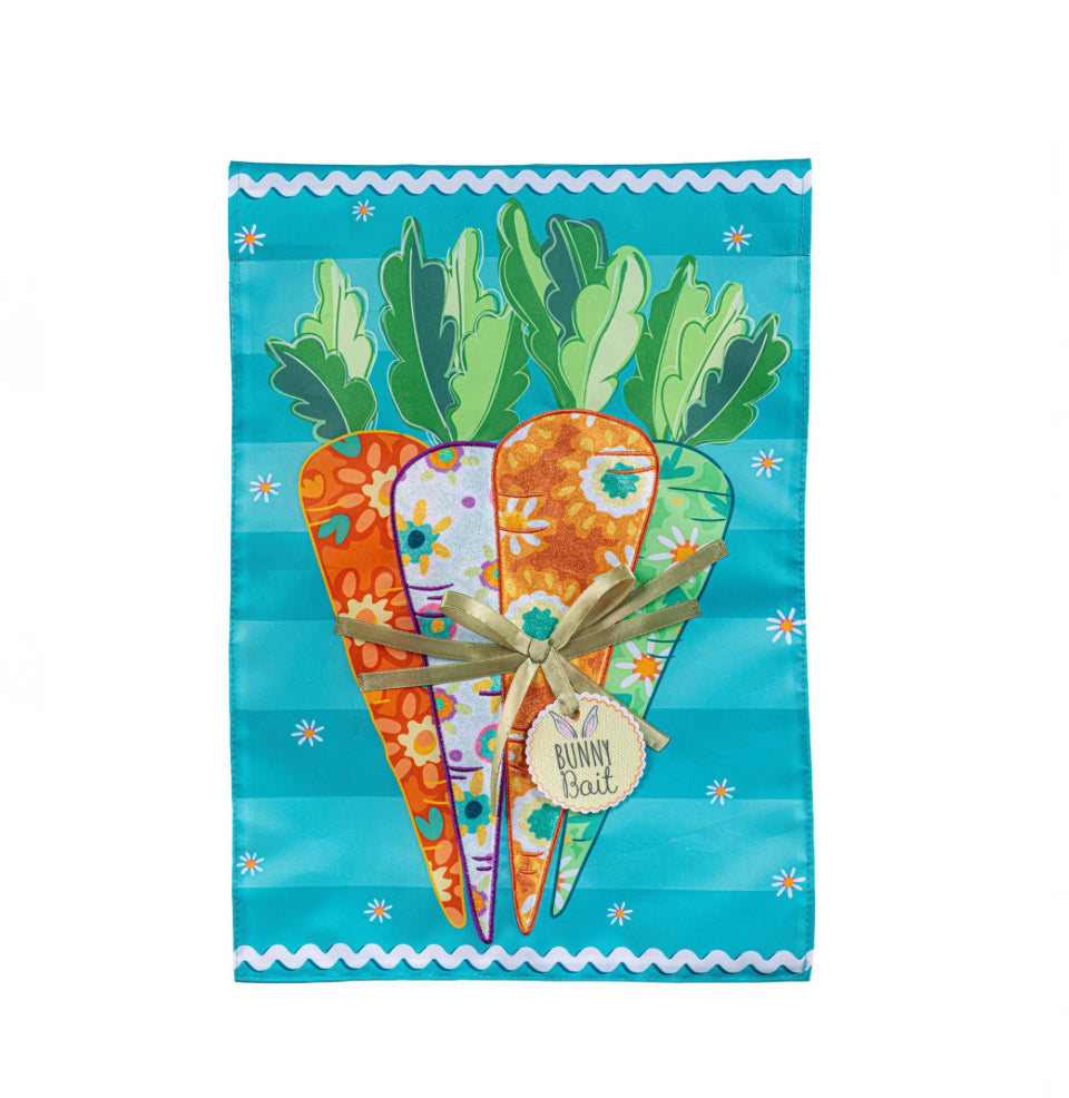 Bunny Bait Appliqué Garden Flag