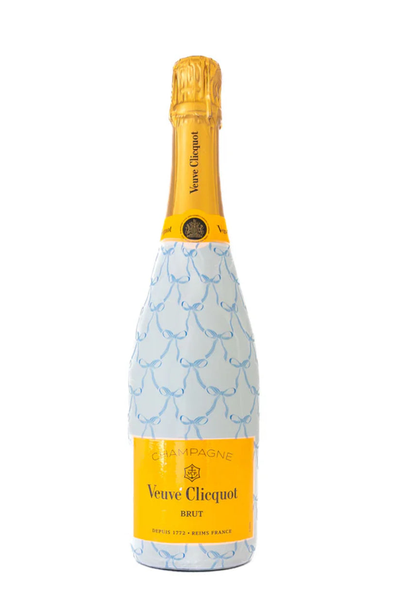 Grandmillenial Blue Bows Veuve Bottle Wrap
