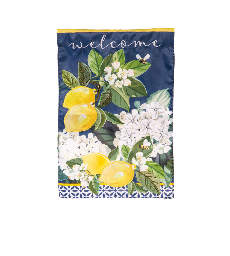 Hydrangea and Citrus Appliqué Garden Flag