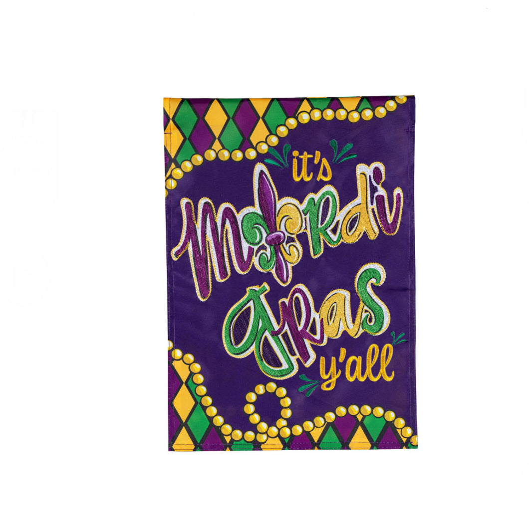 It’s Mardi Gras Y’all Appliqué Garden Flag
