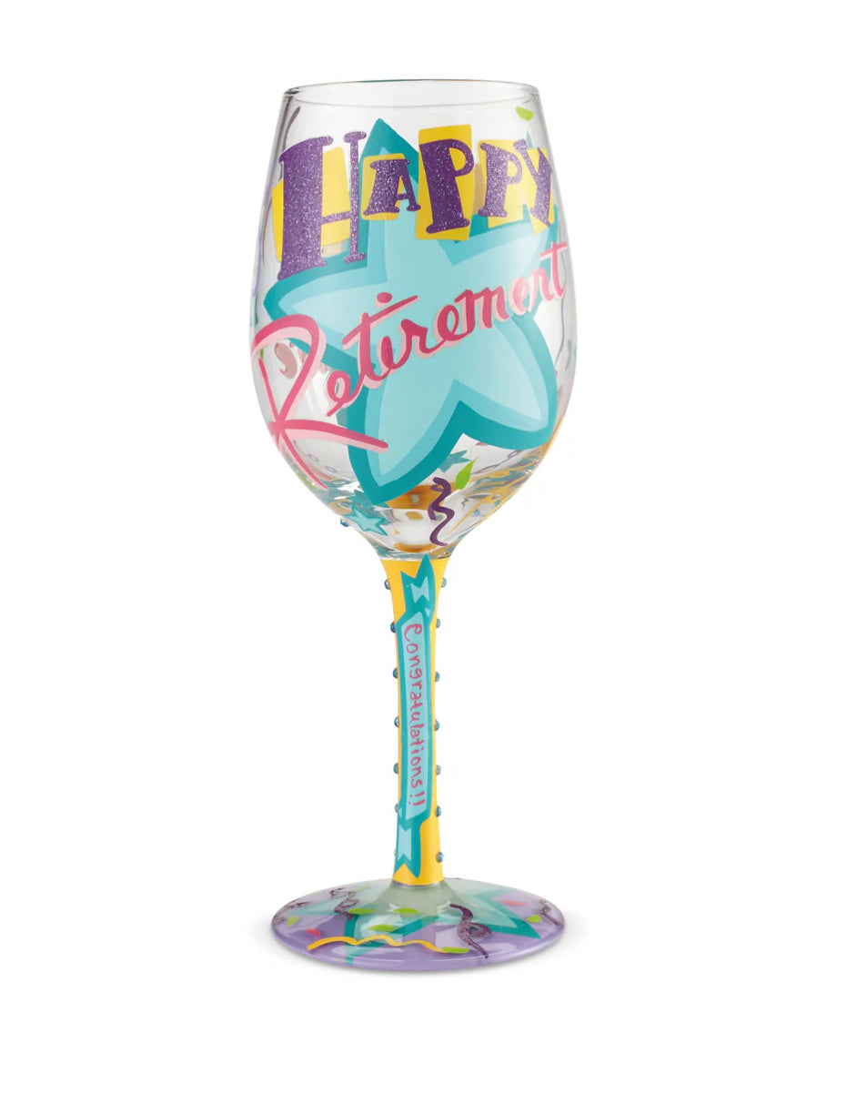 Happy Retirement Colorful Lolita Wine Glass