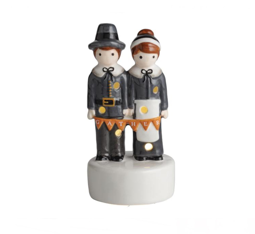 Pilgrim Couple Light Up Sitter