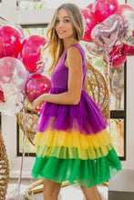 Load image into Gallery viewer, Mardi Gras Color Tier Dress
