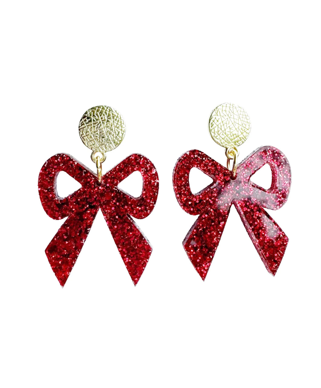 Glitter Bow Dangle Earrings