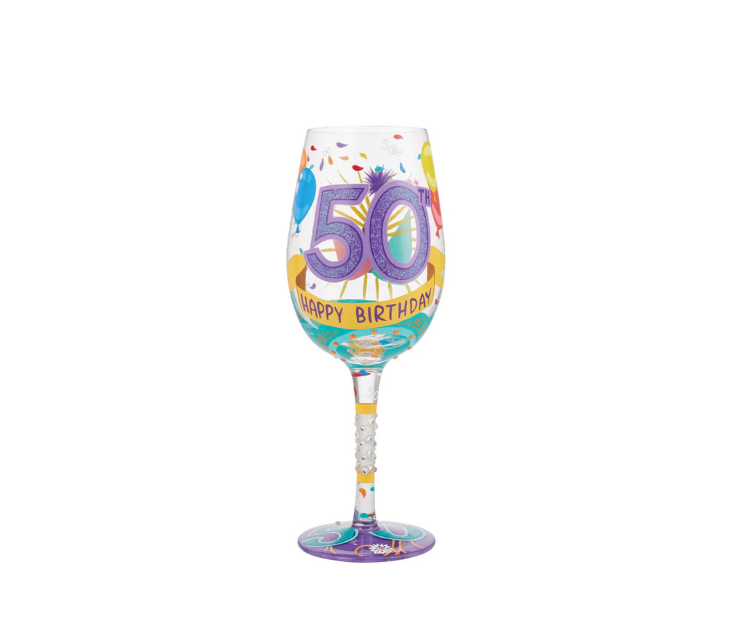 50th Birthday Lolita Wine Glass