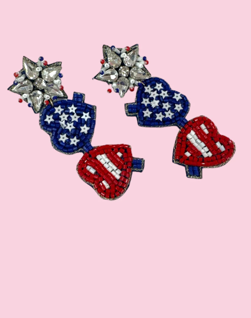 Flag Sunglasses Beaded Gemstone Earrings