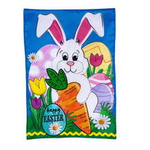 Load image into Gallery viewer, Happy Easter Bunny &amp; Carrot Appliqué Garden Flag
