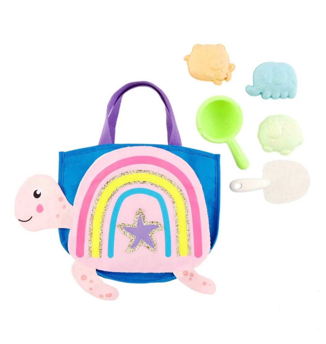 Pink Turtle Beach Tote With Toys